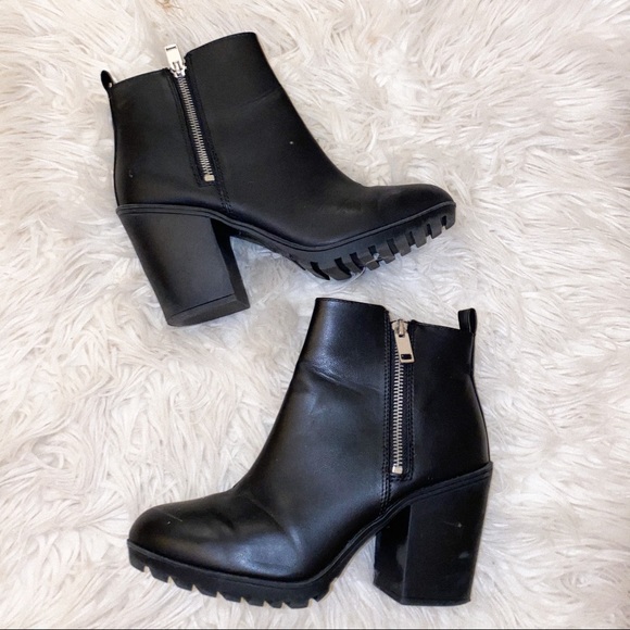 Zip-up Black Faux Leather Half Booties combat Chelsea - Picture 2 of 8